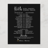 ブラックスクリプトミニマル結婚式の日のタイムライン (裏面)