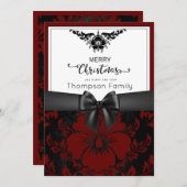 ブラックスクリプトメリークリスマスハッピーニューイヤー 招待状 (正面/裏面)