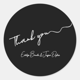 ブラックスクリプトモダンあり感謝ステッカー ラウンドシール