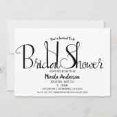 ブラックスクリプトモダンミニマルブライダルシャワー 招待状 (正面)