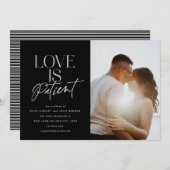 ブラックスクリプトラブ ウェディングフォト  日程変更 案内状 (正面/裏面)