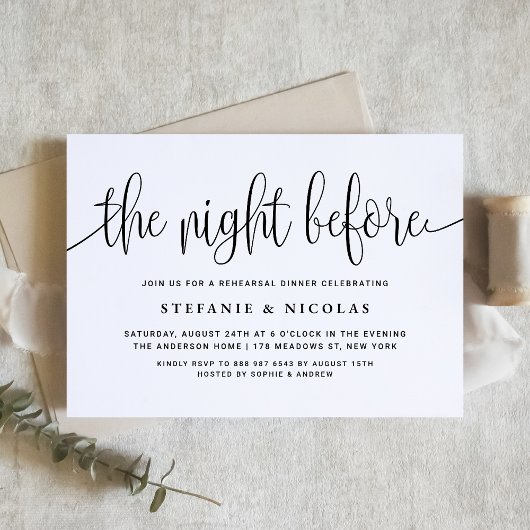 ブラックスクリプトリハーサルディナーの前の夜 招待状