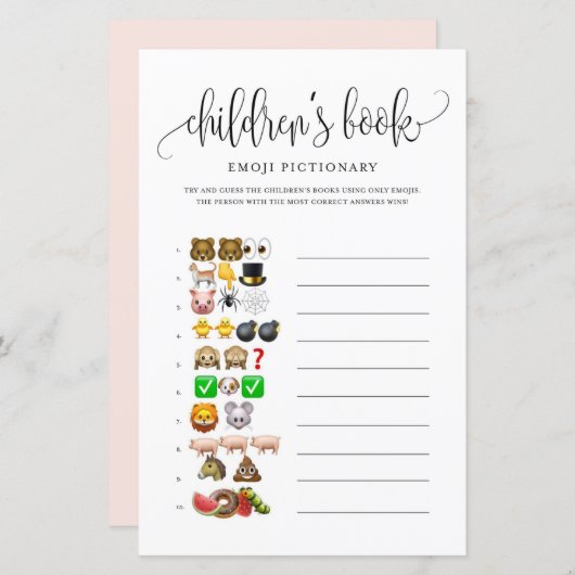 ブラックスクリプト児童書赤ちゃんシャワーゲーム (正面/裏面)