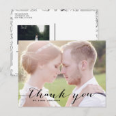 ブラックスクリプト写真 ウェディング サンクス ポストカード (正面/裏面)