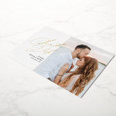 ブラックスクリプト写真 セーブ・ザ・デート 偽の箔押し 箔招待状 (回転した状態)