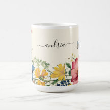 ブラックスクリプト名のパーソナライズ、ヴィンテージ・ワイルドフラワー