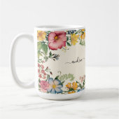 ブラックスクリプト名のパーソナライズ、ヴィンテージ・ワイルドフラワー コーヒーマグカップ (左)