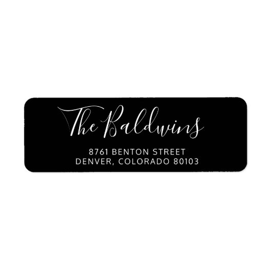 ブラックスクリプト名モダン差出人住所 ラベル (正面)