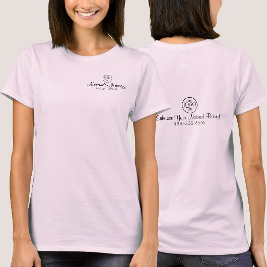 ブラックスクリプト従業員名ビジネスロゴTシャツ Tシャツ