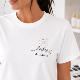 ブラックスクリプト従業員名ビジネス ロゴ マツエク Tシャツ