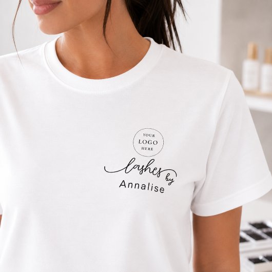 ブラックスクリプト従業員名ビジネス ロゴ マツエク Tシャツ