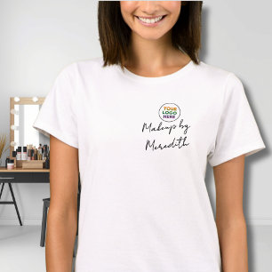 ブラックスクリプト従業員名ビジネス ロゴ メイクアップ Tシャツ