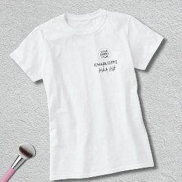ブラックスクリプト従業員名ビジネス ロゴ メイクアップ Tシャツ