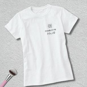 ブラックスクリプト従業員名ビジネス ロゴ メイクアップ Tシャツ