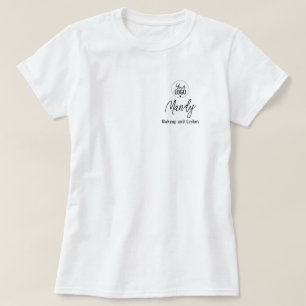 ブラックスクリプト従業員名ビジネス ロゴ メイクアップ Tシャツ