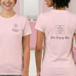 ブラックスクリプト従業員名ロゴ ヘアサロンピンク Tシャツ