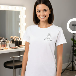 ブラックスクリプト従業員名会社ロゴメイクアップ Tシャツ