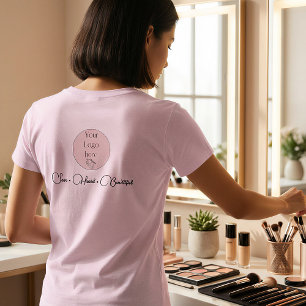 ブラックスクリプト従業員名 ビジネス ロゴ メイクアップ Tシャツ