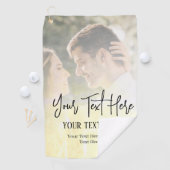 ブラックスクリプト文字とヴィンテージ写真 ゴルフタオル (インサイチュ)