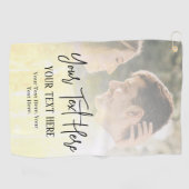 ブラックスクリプト文字とヴィンテージ写真 ゴルフタオル (横)