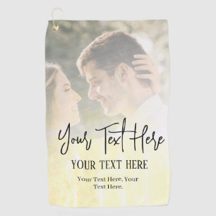 ブラックスクリプト文字とヴィンテージ写真 ゴルフタオル