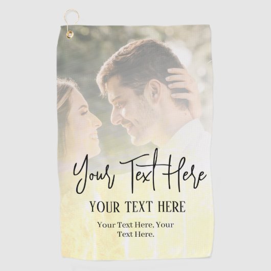 ブラックスクリプト文字とヴィンテージ写真 ゴルフタオル (正面)