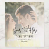 ブラックスクリプト文字(ヴィンテージ写真結婚付き) ワインラベル (シングルラベル)