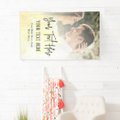 ブラックスクリプト文字(ヴィンテージ写真結婚付き) 横断幕 (インサイチュ)