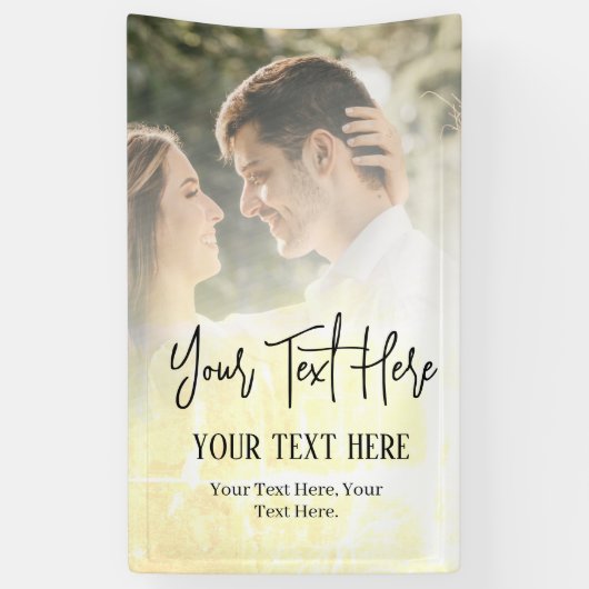 ブラックスクリプト文字(ヴィンテージ写真結婚付き) 横断幕 (縦)