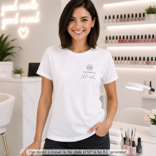 ブラックスクリプト社員名ビジネスロゴネイル Tシャツ