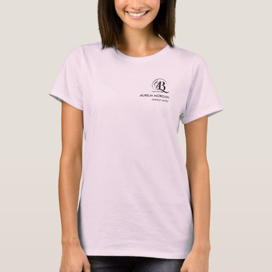 ブラックスクリプト社員名ビジネスロゴメイク Tシャツ (正面)
