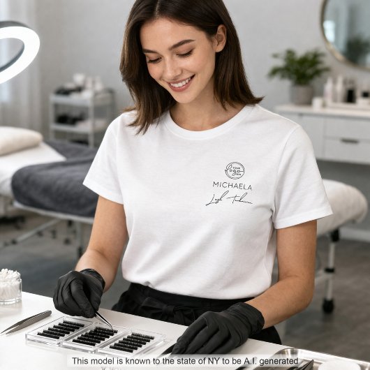 ブラックスクリプト社員名ビジネス ロゴ マツエク Tシャツ
