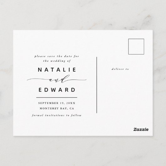 ブラックスクリプト私たちはエレガントな結婚式の写真を行う ポストカード (裏面)