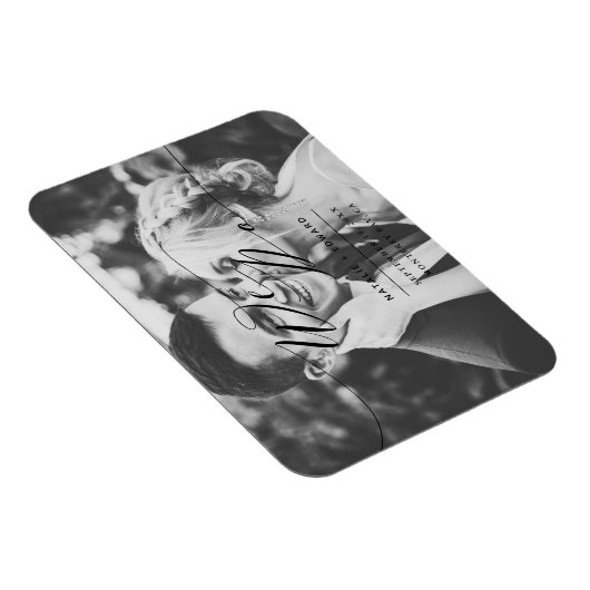 ブラックスクリプト私たちはエレガントな結婚式の写真を行う マグネット (右側)