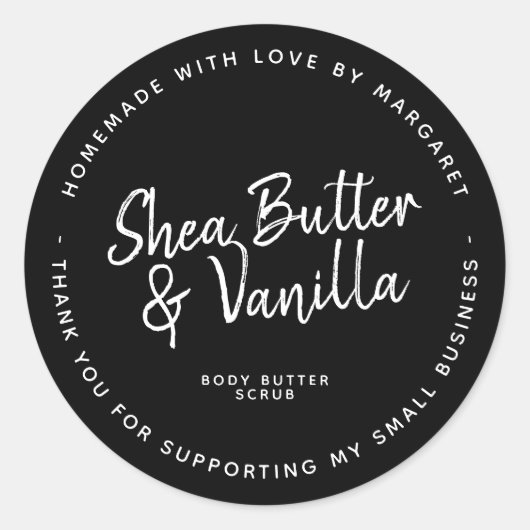 ブラックスクリプト素朴自家製ビジネスパッケージシール ラウンドシール (正面)