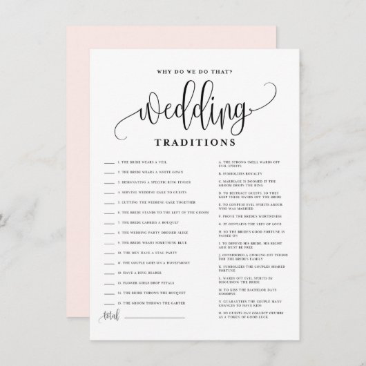 ブラックスクリプト結婚の伝統ブライダルシャワーゲーム エンクロージャーカード (正面/裏面)