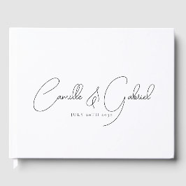 ブラックスクリプト結婚名のホワイトゲストブック ゲストブック