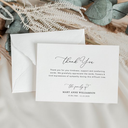 ブラックスクリプト葬儀ありがとう サンキューカード