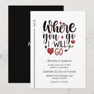 ブラックスクリプト赤いハートクリスチャン結婚バイブル 招待状