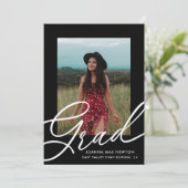 ブラックスクリプト2枚の写真卒業のお知らせ 招待状 (スタンド正面)