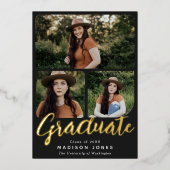 ブラックスクリプト4写真卒業パーティー招待状 箔招待状 (正面)