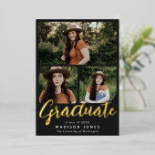 ブラックスクリプト4写真卒業パーティー招待状 箔招待状 (立ち正面)