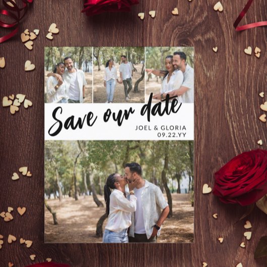 ブラックスクリプト4結婚写真救の日付 案内ポストカード