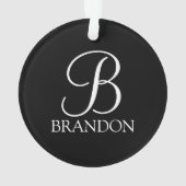 ブラックスクリプパーソナライズされたトモノグラムと名前 オーナメント (裏面)