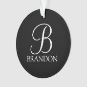 ブラックスクリプパーソナライズされたトモノグラムと名前 オーナメント (正面)