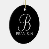 ブラックスクリプパーソナライズされたトモノグラムと名前 セラミックオーナメント (右)