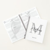 ブラックスクリプモダントホワイトグレーモノグラムレシピ ノートブック (内部)