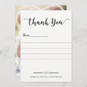 ブラックスクリプモダントミニマルフルフォトサンキュー サンキューカード (正面/裏面)