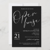 ブラックスクリプモダントロゴビジネスオープンハウス 招待状 (正面)