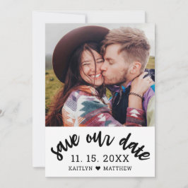 ブラックスクリプモダント写真ミニマル結婚リスト セーブザデート